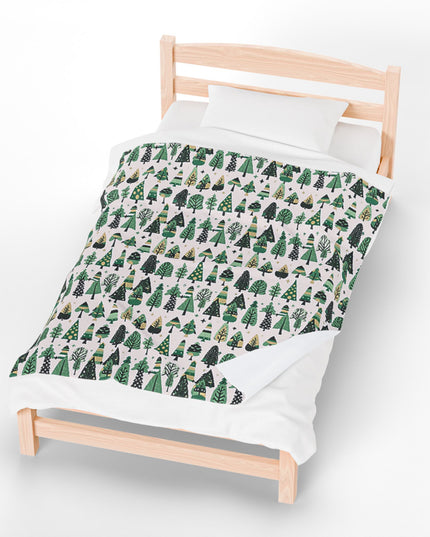 Mini Vintage Green Trees Velveteen Plush Blanket, 50" x 60"