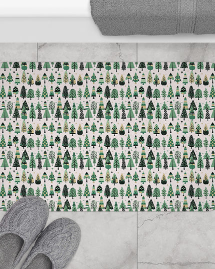 Mini Vintage Green Trees 34" x 21" Bath Mat