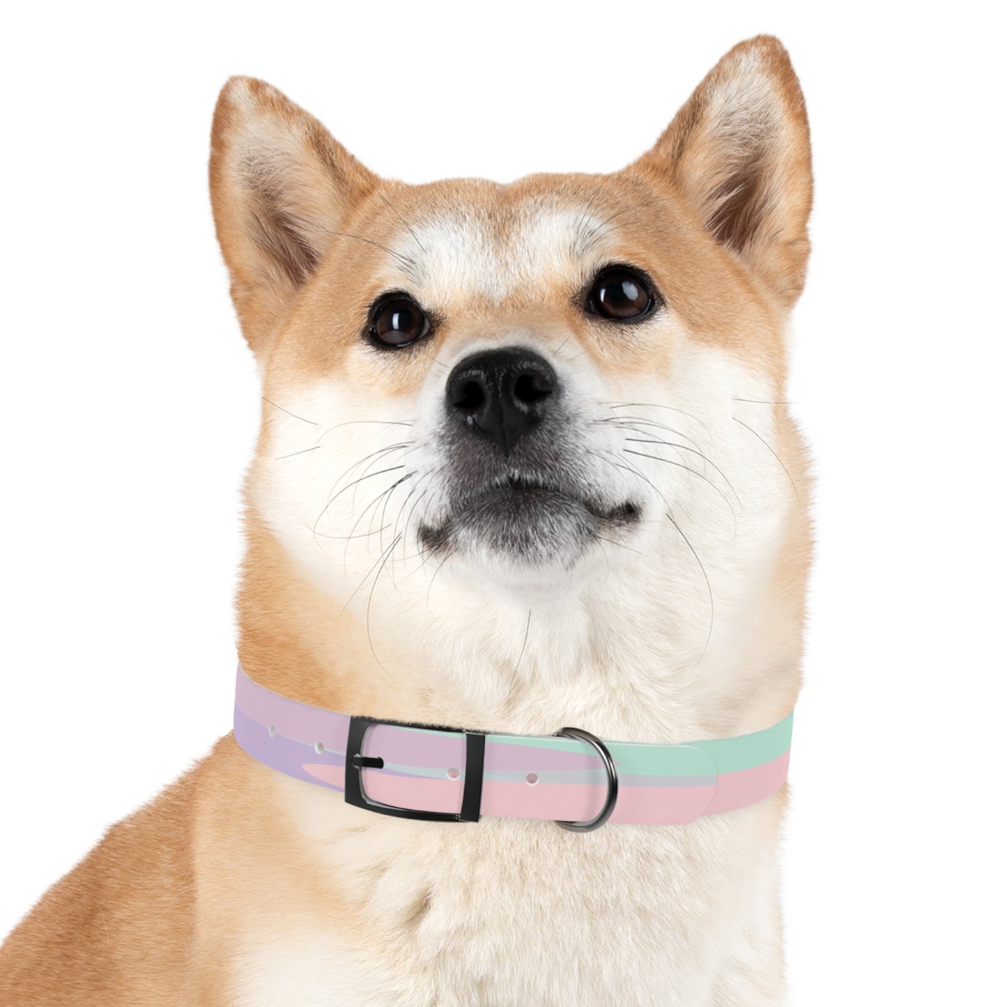 Pastel Peach and Soft Green Patches Medium Dog Collar
