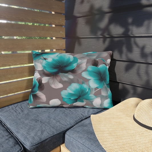Tif Green Gray Floral Bunch Outdoor Pillow, 20" x 14"