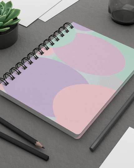 Pastel Peach and Soft Green Patches Spiral Bound Journal, 5" x 7" 150 pages
