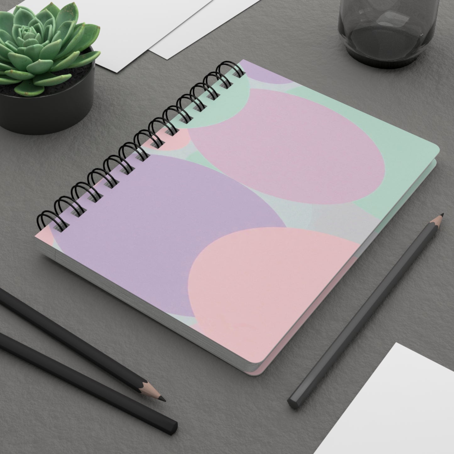 Pastel Peach and Soft Green Patches Spiral Bound Journal, 5" x 7" 150 pages