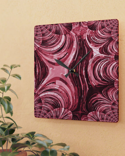 Uzi Spiral Ruby Acrylic Wall Clock, Round or Square, 10.75" x 10.75"