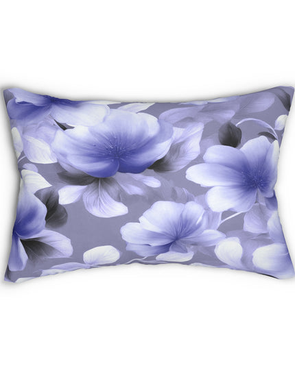 Indigo Blossom Floral Bunch Spun Polyester Lumbar Pillow, 20" x 14"