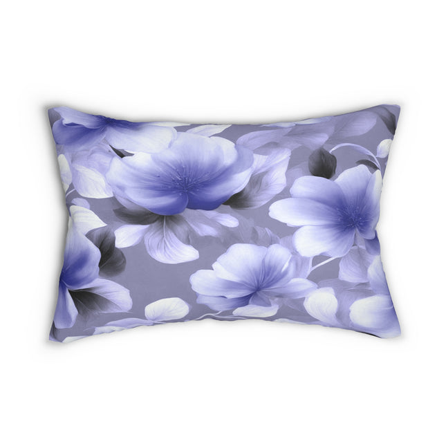 Indigo Blossom Floral Bunch Spun Polyester Lumbar Pillow, 20" x 14"