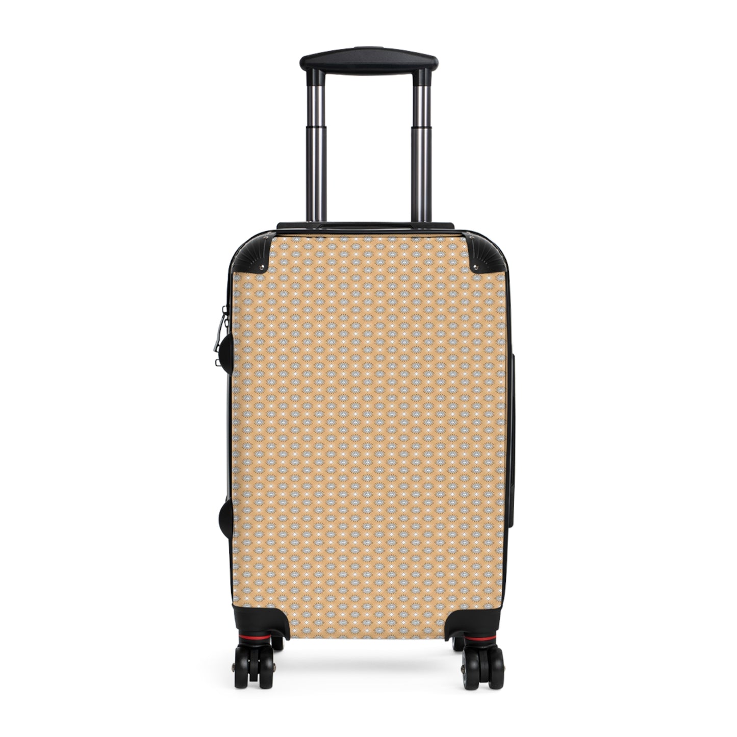 Tan Sunset Star-crossed Bodies Small Suitcase with built in lock, 4 double-wheels, telescopic handle, and ABS back hard-shell