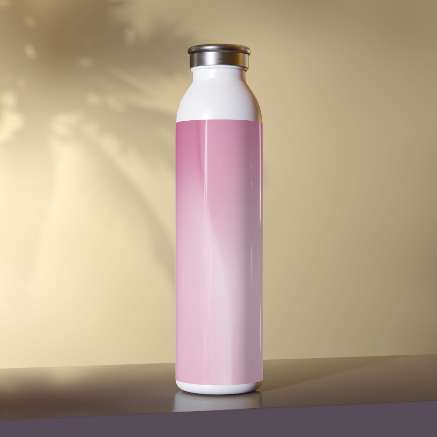Pink Blush Fade Slim Water Bottle, 20 oz White