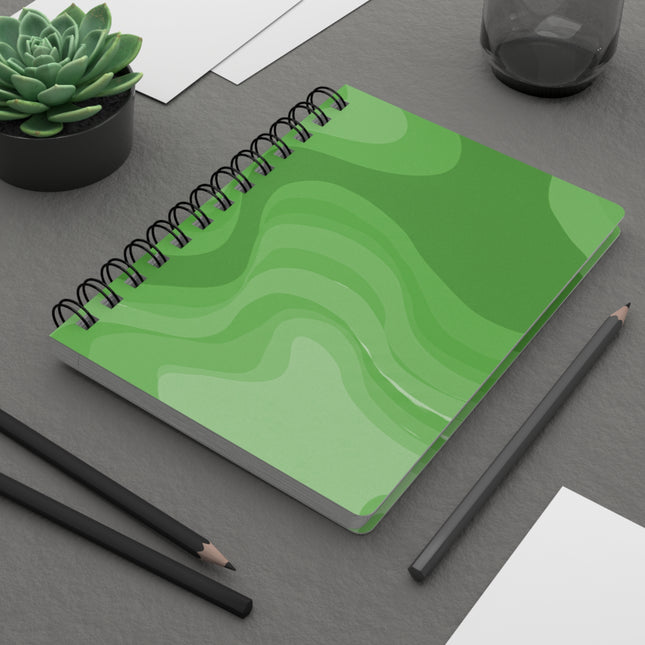 Greenie Meanie Wavey Spiral Bound Journal, 5" x 7" 150 pages