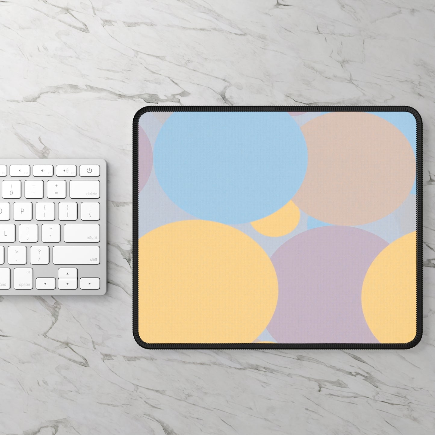 Pastel Baby Blue and Peach Patches 9" x 7" Gaming Mouse Pad