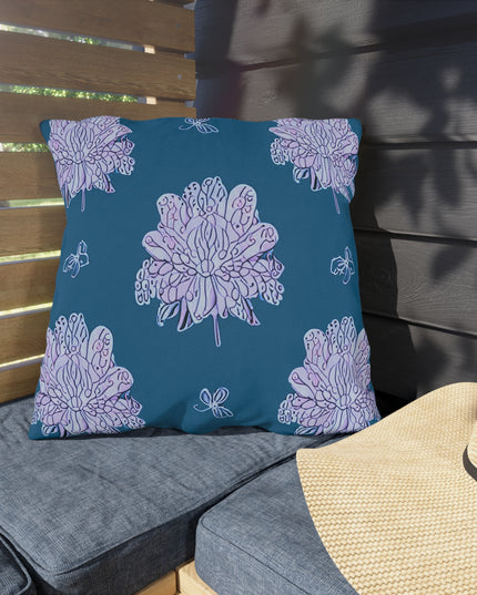 Lavender Floral Butterflies 20" x 20" Outdoor Pillow