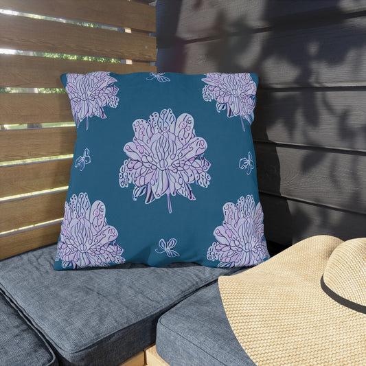 Lavender Floral Butterflies 20" x 20" Outdoor Pillow