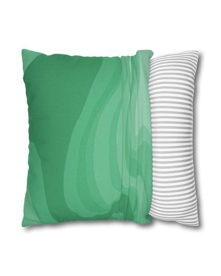 Mint Green Wavey Spun Polyester Square Pillowcase, 14" x 14"