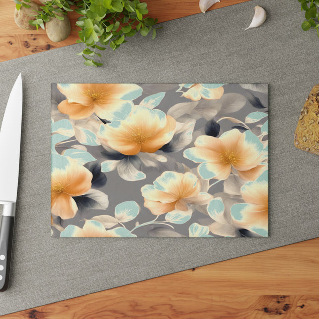 Soft Blossom Floral Bunch Glass Cutting Board, 8" x 11"