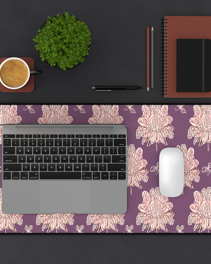 Pink Floral Butterflies 12" x 22" Desk Mat