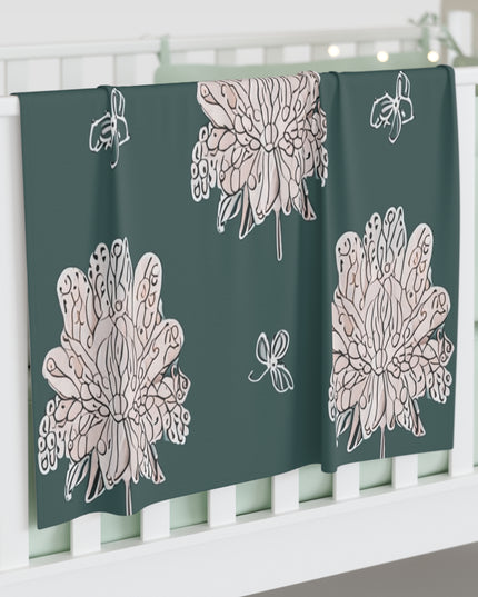 Soft White Floral Butterflies Baby Swaddle 30″×40″ Blanket