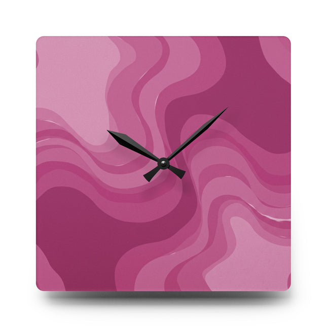 PInky Mauve Wavey 10.75" x 10.75" Round or Square Acrylic Wall Clock