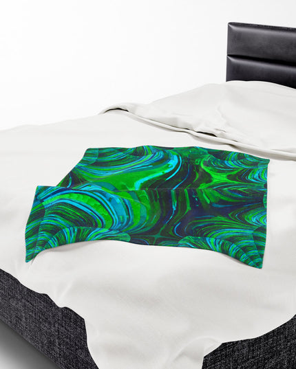 Uzi Spiral Blue Green Velveteen Plush Blanket, 30" x 40"
