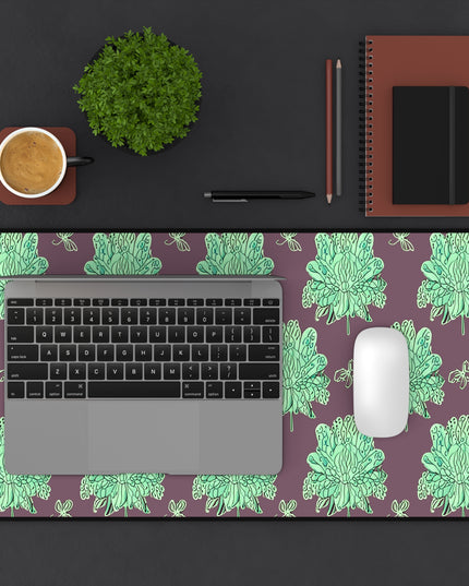 Mint Green Floral Butterflies 12" x 22" Desk Mat