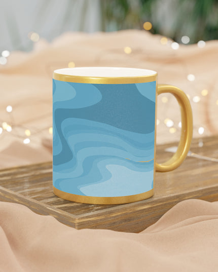 Sky Blue Wavey 11 oz Metallic Mug (Silver\Gold)
