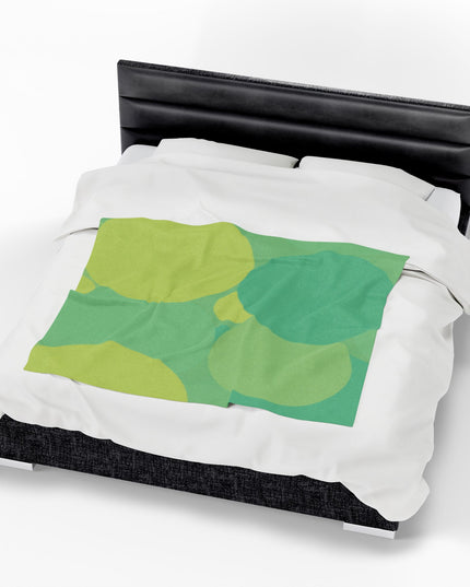 Pastel Green Patches Velveteen Plush Blanket, 50" x 60"