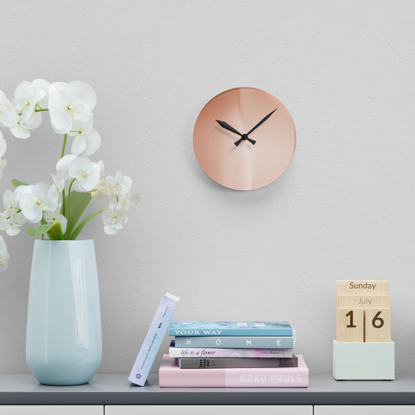 Soft Fade Acrylic Round Wall Clock, 8" x 8"