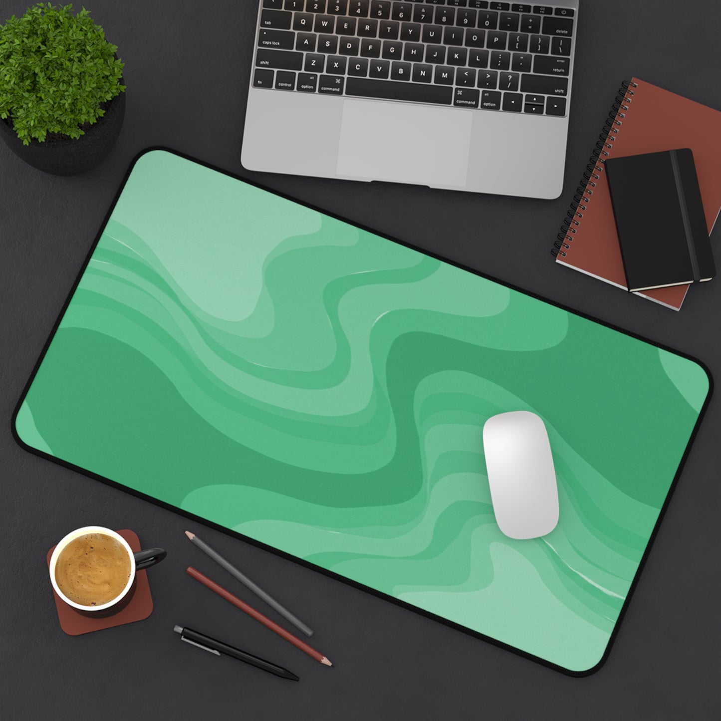 Mint Green Wavey 12" x 22" Desk Mat