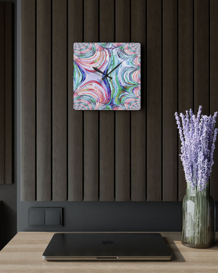 Uzi Spiral Pastels Acrylic Wall Clock, Round or Square, 10.75" x 10.75"