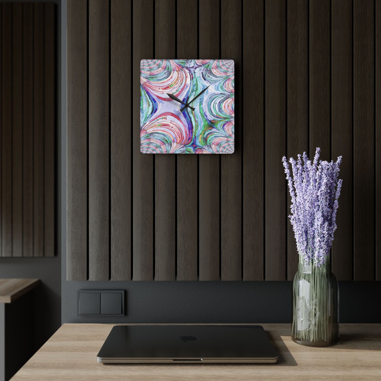 Uzi Spiral Pastels Acrylic Wall Clock, Round or Square, 10.75" x 10.75"