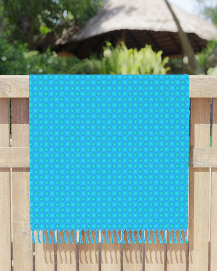Blue Green Star-crossed Bodies Boho Beach Cloth, 38" × 81"