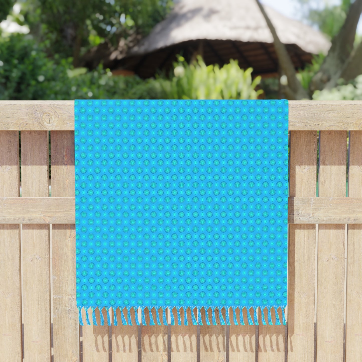 Blue Green Star-crossed Bodies Boho Beach Cloth, 38" × 81"