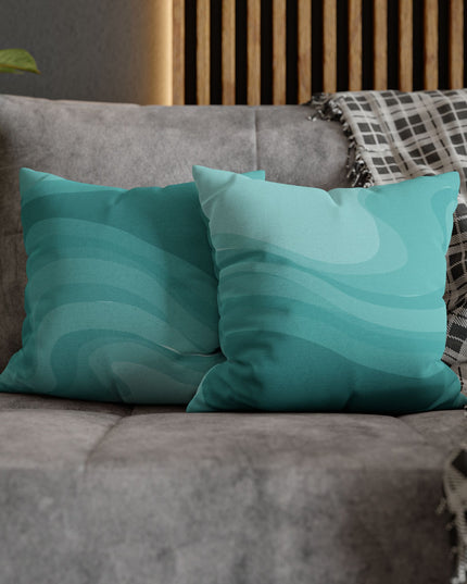 Tif Green Wavey Spun Polyester Square Pillowcase, 14" x 14"