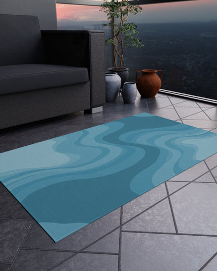 Sky Blue Wavey 36" x 60" Outdoor Rug