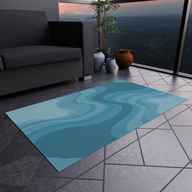 Sky Blue Wavey 36" x 60" Outdoor Rug