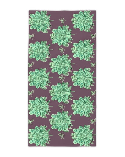 Mint Green Floral Butterflies Beach Towel, 30" x 60"