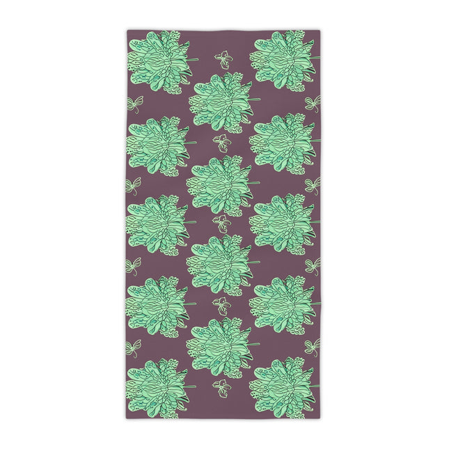 Mint Green Floral Butterflies Beach Towel, 30" x 60"