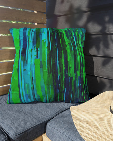 Striped Blue Green 20" x 20" Outdoor Pillow
