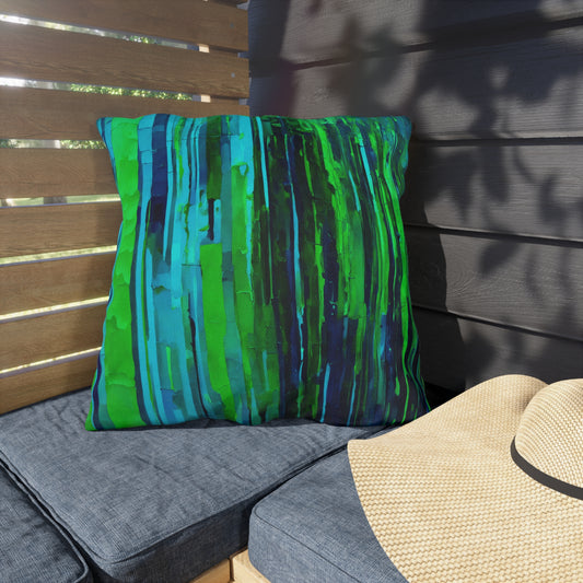 Striped Blue Green 20" x 20" Outdoor Pillow