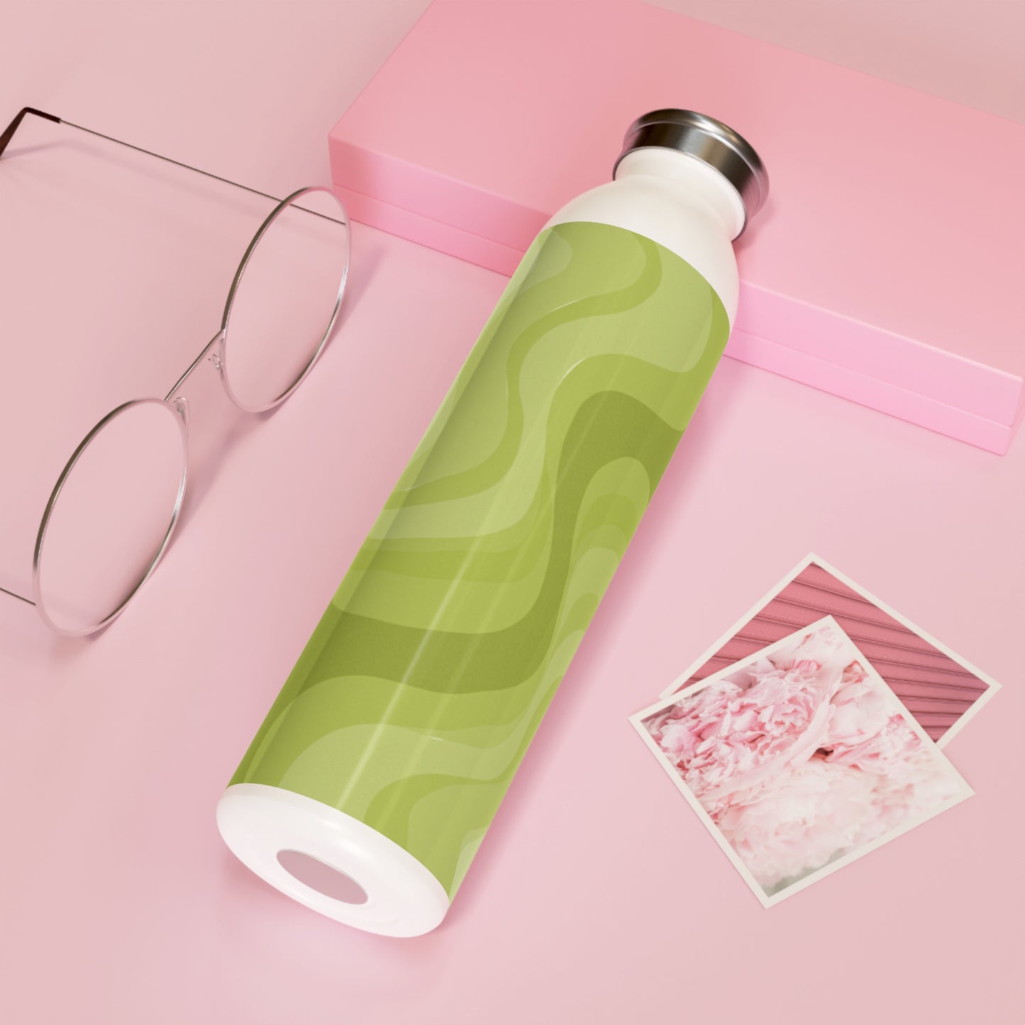 Lemon Wavey Slim Water Bottle, 20 oz White