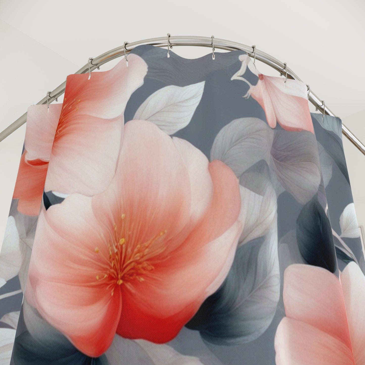 Red Blossom Floral Bunch Shower Curtains, 71" x 74"