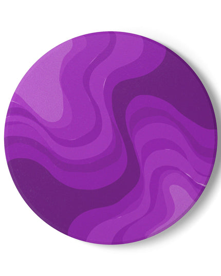 Wavey Purple Wavey 4" x 4" Round Ceramic Coaster