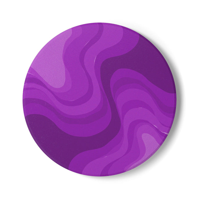 Wavey Purple Wavey 4" x 4" Round Ceramic Coaster