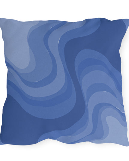 Deep Blue Wavey 20" x 20" Outdoor Pillow