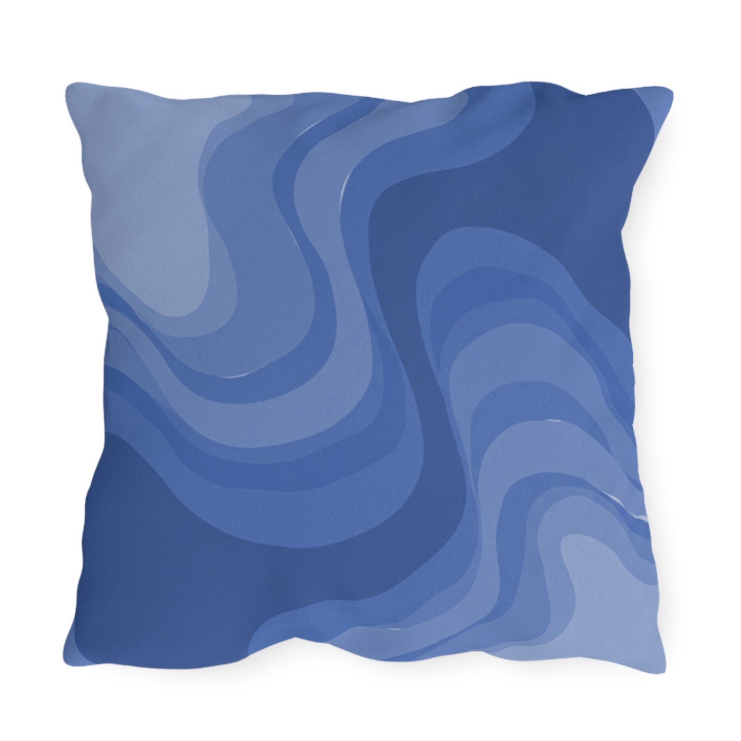 Deep Blue Wavey 20" x 20" Outdoor Pillow