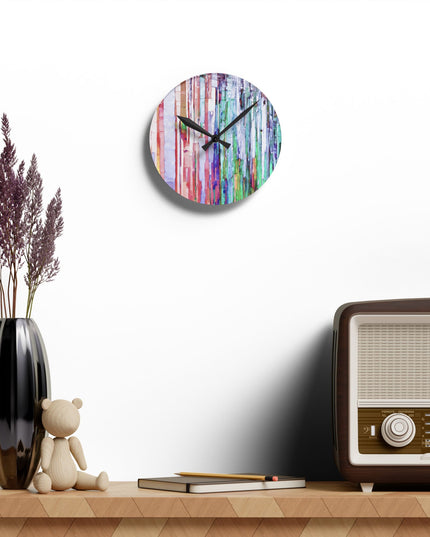 Striped Pastels Acrylic Round Wall Clock, 8" x 8"