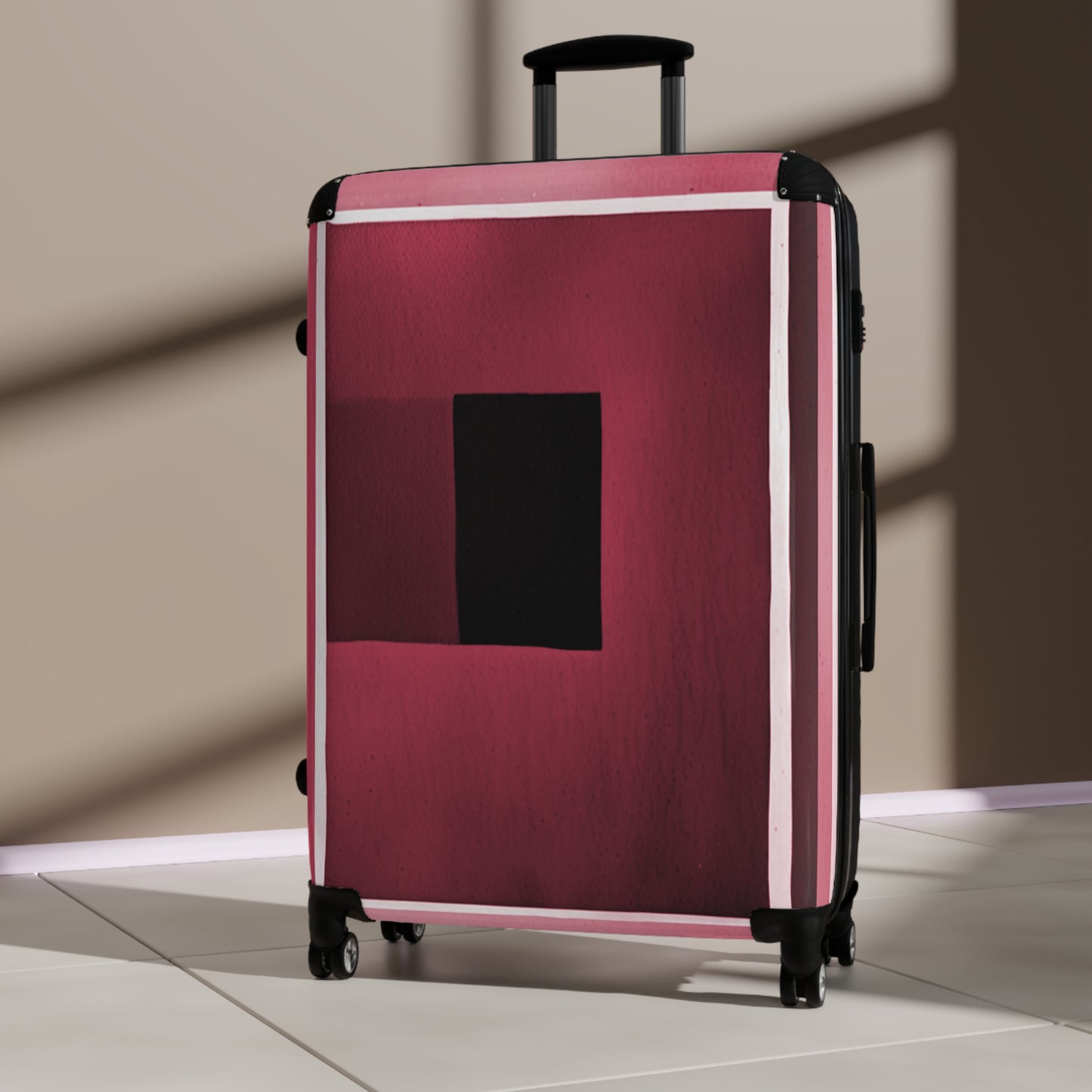 Red Shadow Large Suitcase with built in lock, 4 double-wheels, telescopic handle, and ABS back hard-shell