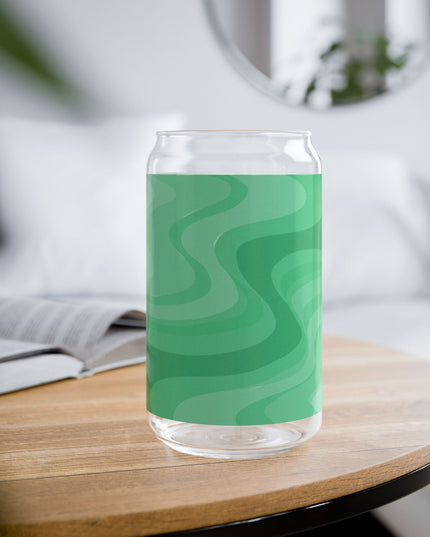 Mint Green Wavey Sipper Glass, 16oz