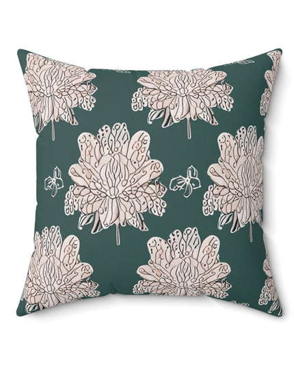 Soft White Floral Butterflies 20" x 20" Faux Suede Square Pillow