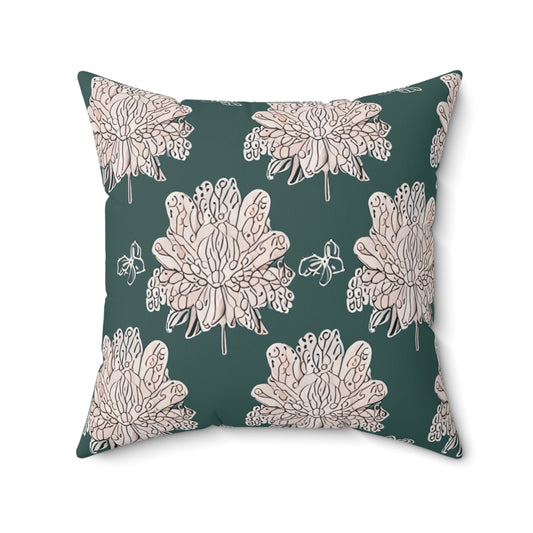 Soft White Floral Butterflies 20" x 20" Faux Suede Square Pillow