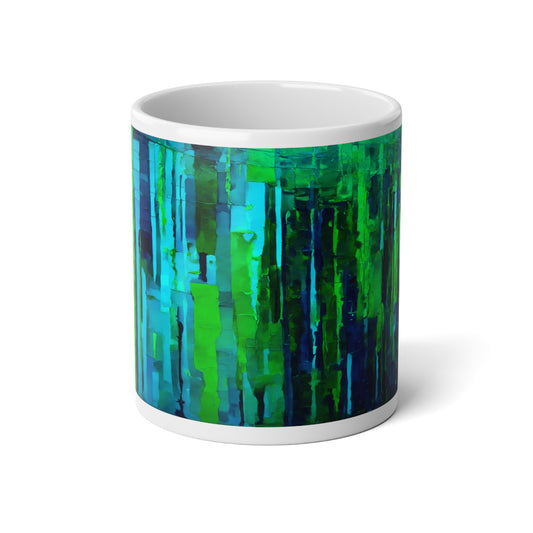 Striped Blue Green 20 oz White Glossy Jumbo Mug