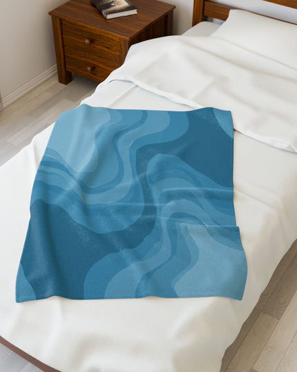 Sky Blue Wavey Velveteen Plush Blanket, 30" x 40"
